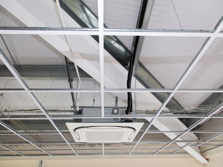 ceiling fitted with air conditioning units installed