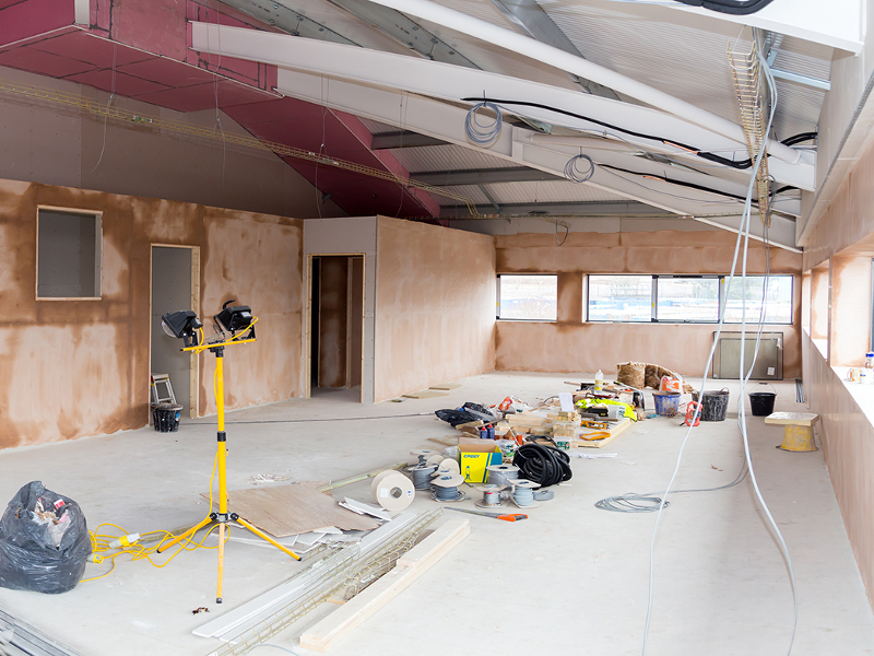 office area plastered