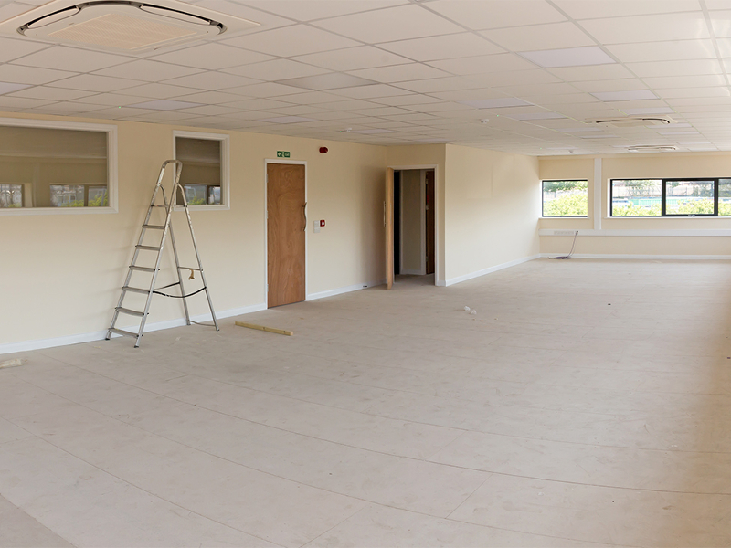 ceiling tiles fitted to finished ceiling
