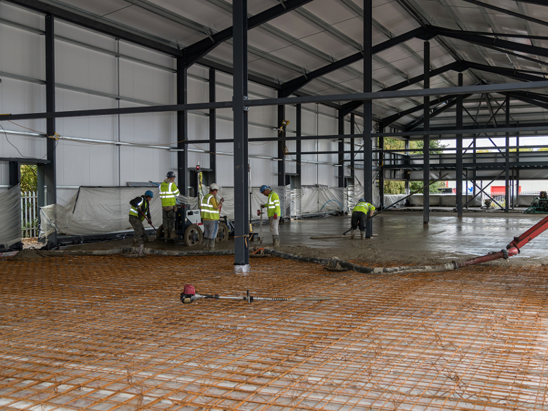 steel reinforcement added prior to concrete pouring