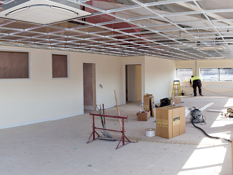 ceiling completed with air conditioning units fitted