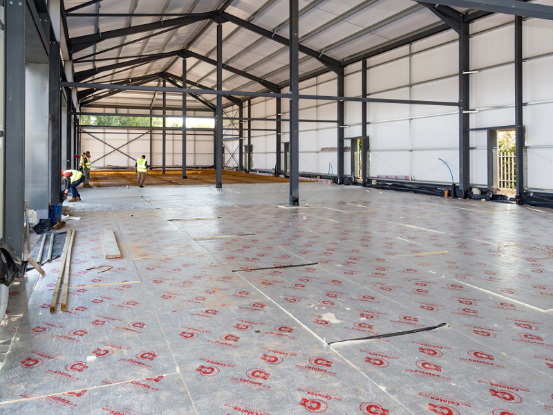 floor insulation added prior to pouring concrete