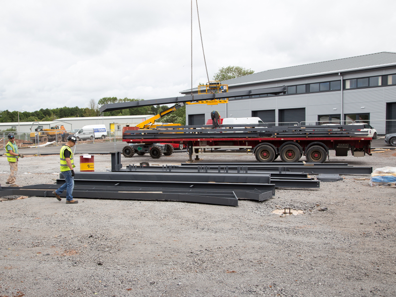 position the steel sections